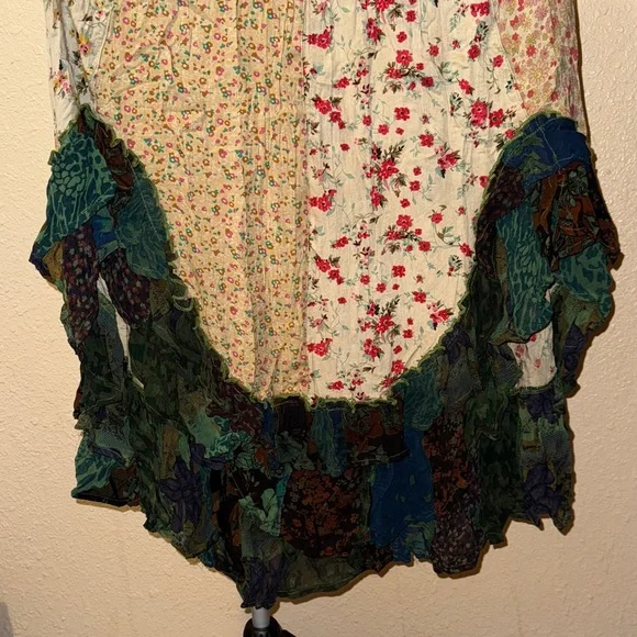 Floral Patchwork Skirt with Ruffled Hem - Picture 4 of 12